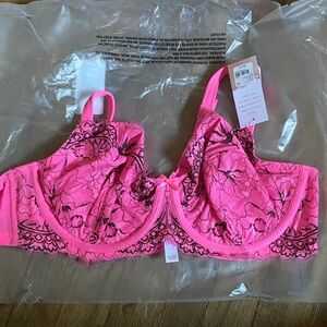 NWT Cacique Vibrant Pink Lace Bra